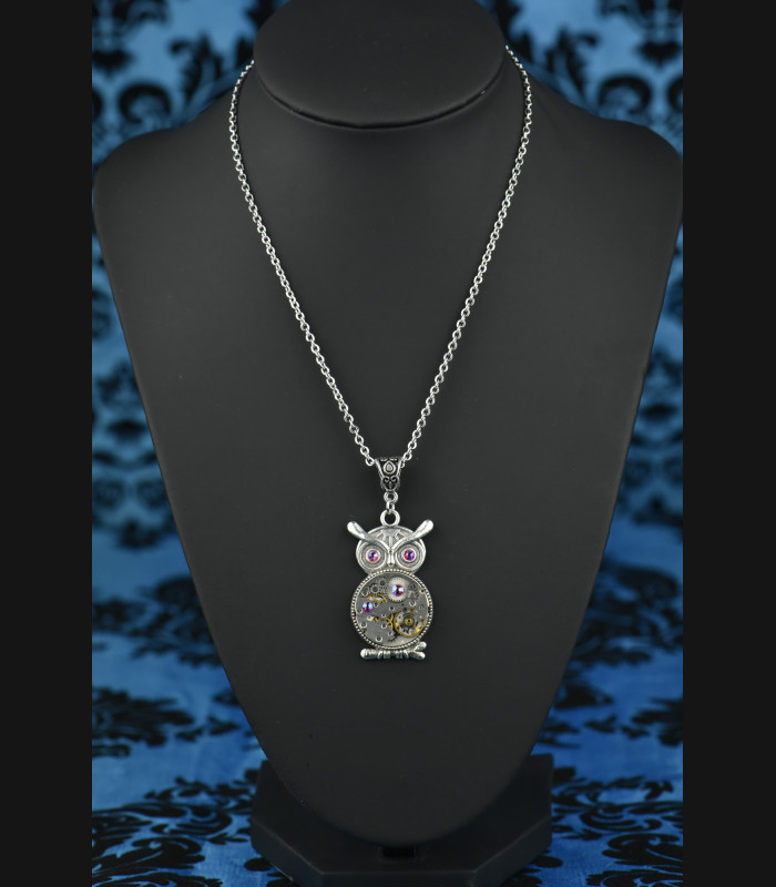 Collier steampunk original Hibou Otus