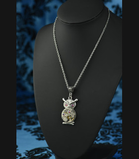 Collier Hibou Otus Automn blue