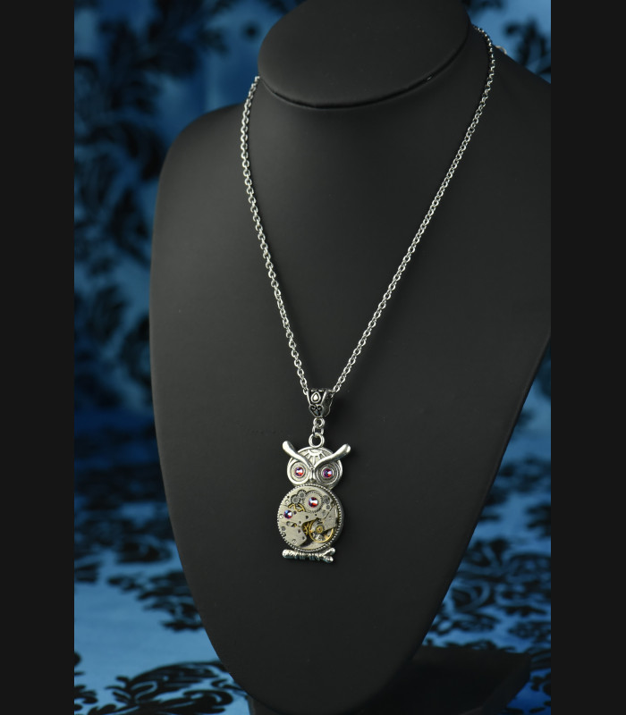 Collier Hibou Otus Automn blue