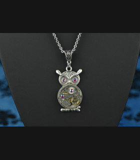 Collier Hibou Otus Automn blue