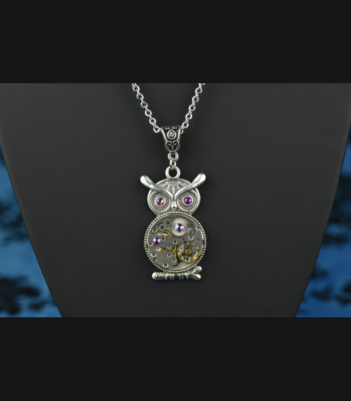 Collier Hibou Otus Automn blue