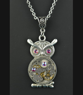 Collier Hibou Otus Automn blue