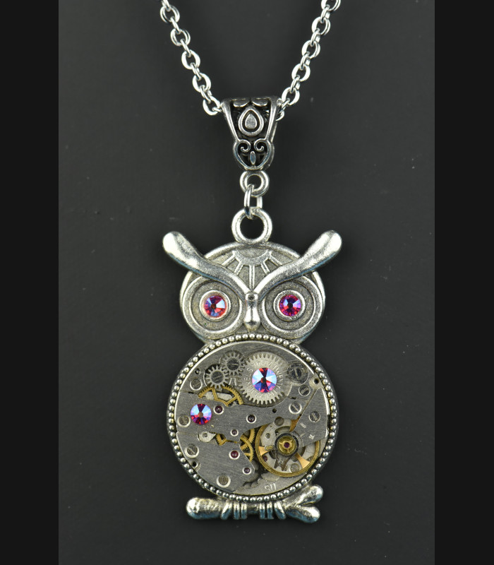 Collier Hibou Otus Automn blue