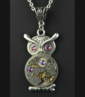 Collier Hibou Otus Automn blue