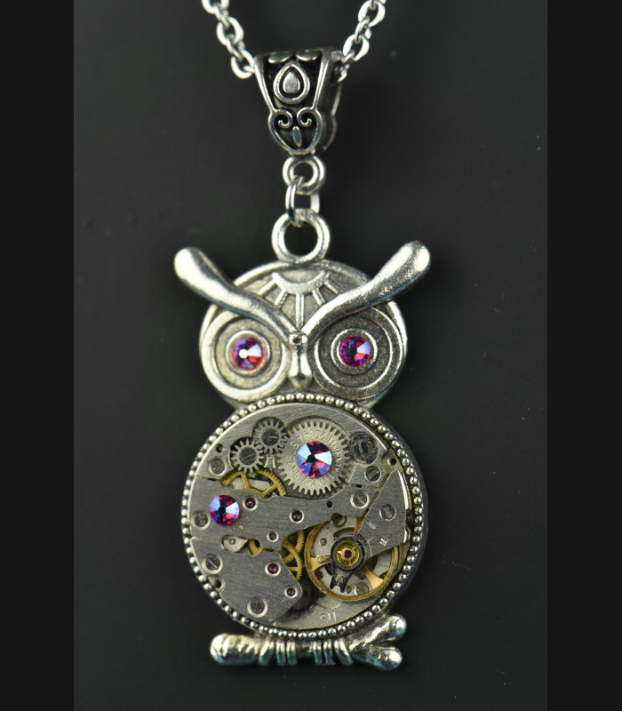 Collier Hibou Otus Automn blue