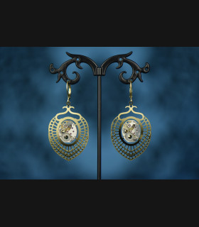 Boucles d'oreilles  mécaniques " Chrysocolle "