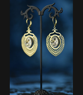 Boucles d'oreilles  mécaniques " Chrysocolle "