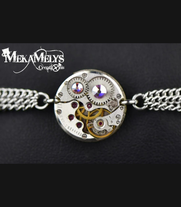 Bracelet mécanique " Echo Purple rain" Couleur:crystal AB Forme:rond 16mm