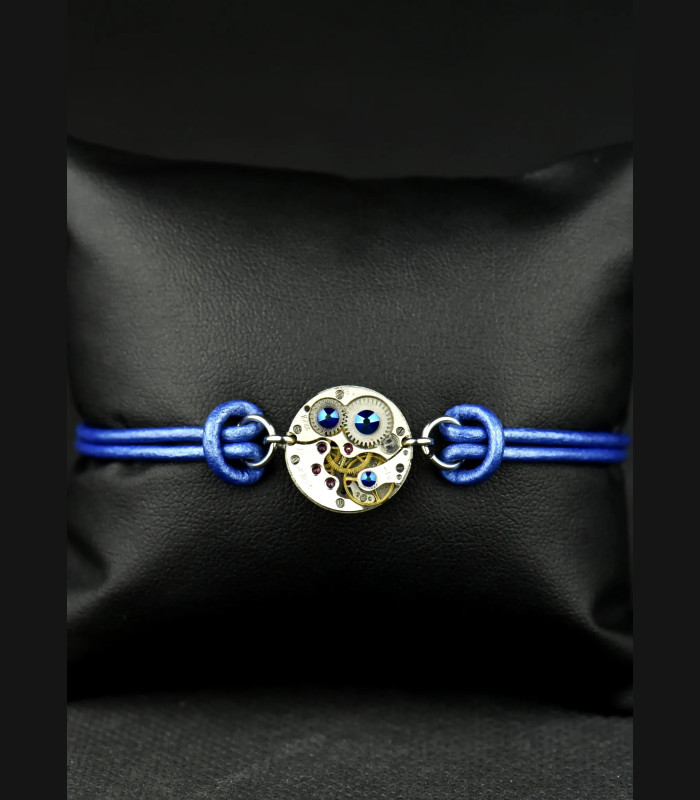 Bracelet mécanique cuir steampunk "Omicron"