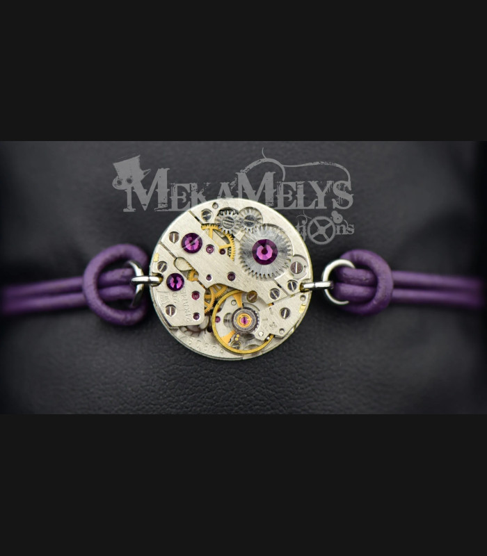 Bracelet Cuir Steampunk Omicron - Mecanique | MekaMelys