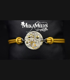 Bracelet mécanique cuir steampunk "Omicron"