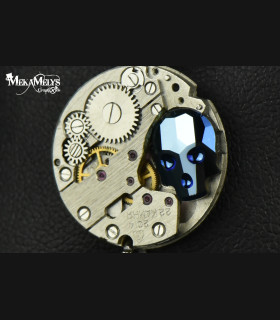 Bracelet mécanique cuir steampunk "memento mori"