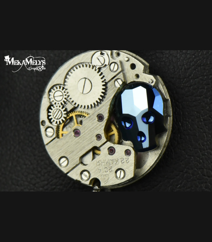 Bracelet mécanique cuir steampunk "memento mori"