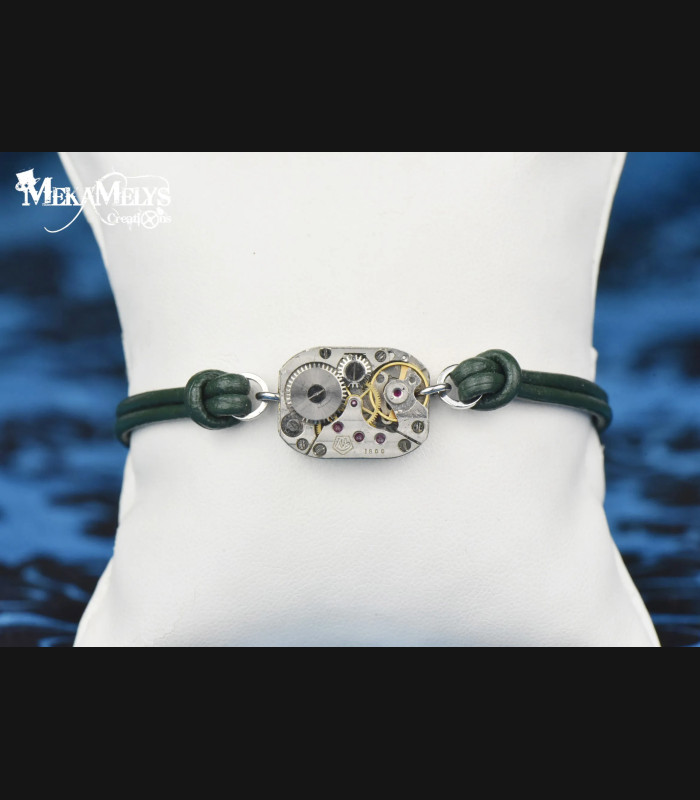 Bracelet steampunk en cuir