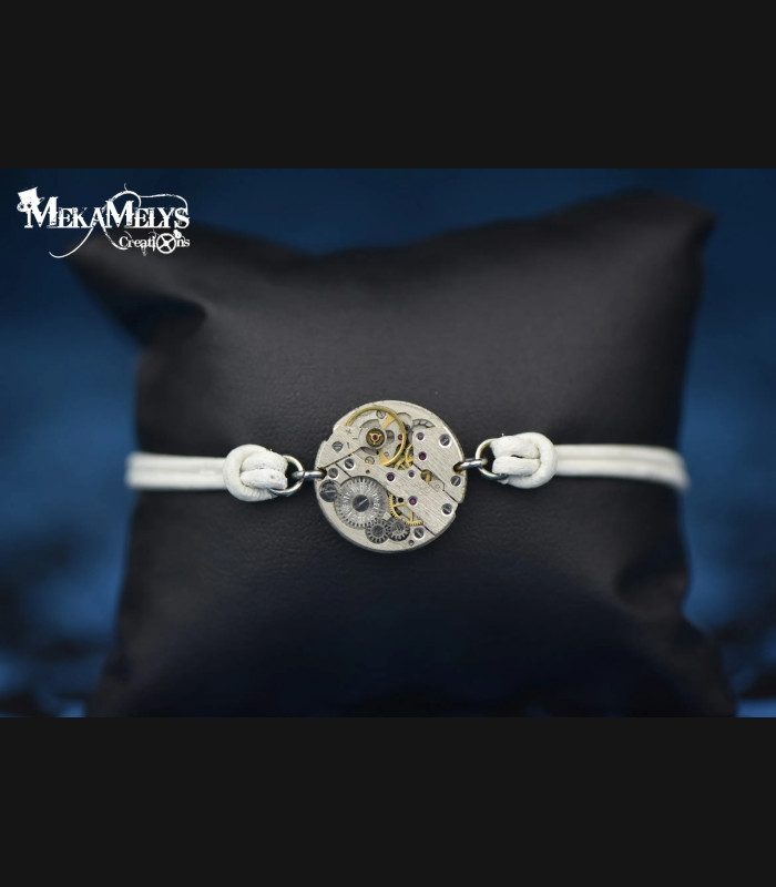 Bracelet steampunk cuir Chronos