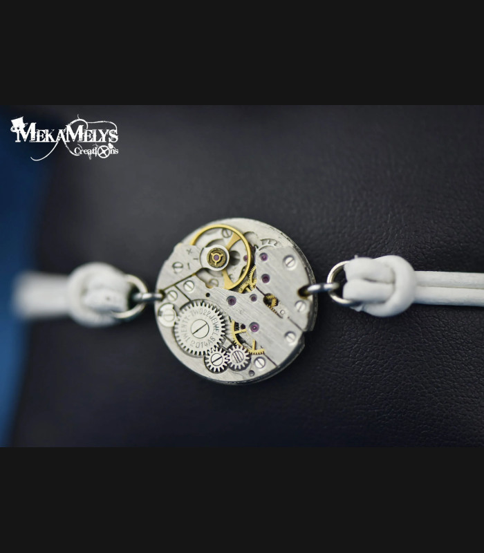 Bracelet steampunk cuir Chronos