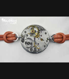 Bracelet steampunk cuir Chronos
