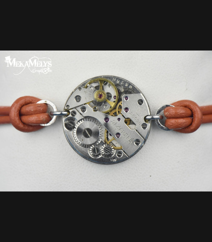 Bracelet steampunk cuir Chronos