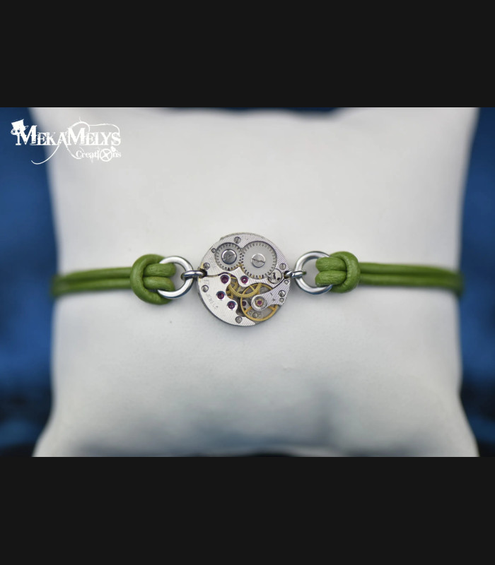 Bracelet Cuir Steampunk Alpha - Fait Main | MekaMelys