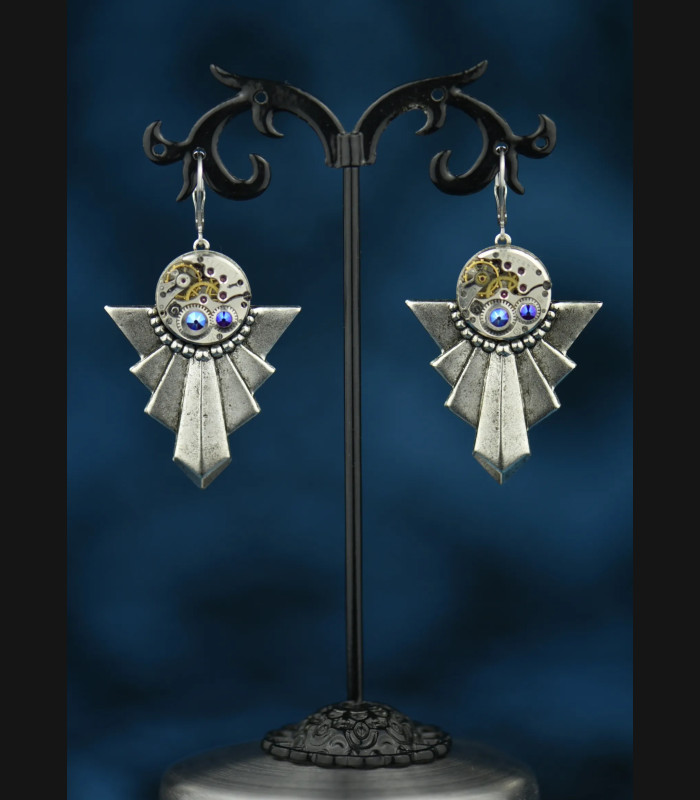 Boucles d'oreilles steampunk Art Déco Gatsby