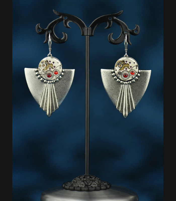 Boucles d'oreilles steampunk Art déco Cassandre