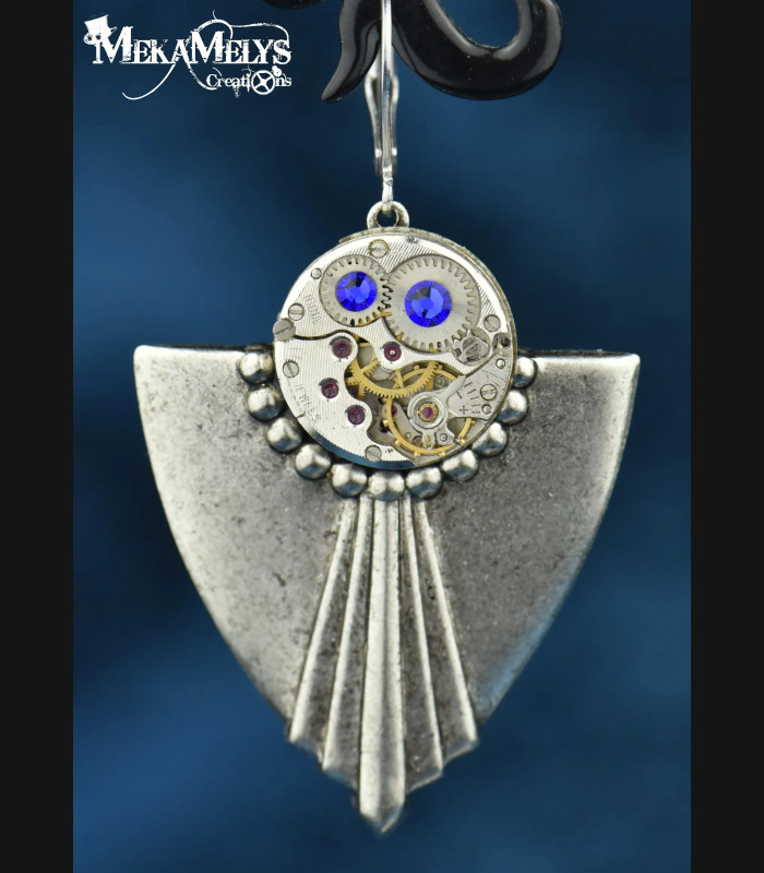 Boucles d'oreilles steampunk Art déco Cassandre