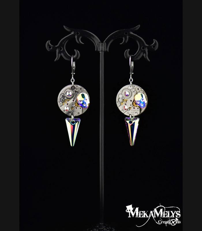 Boucles d'oreilles steampunk Memento mori
