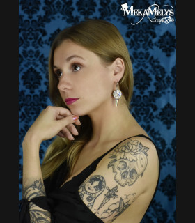Boucles d'oreilles steampunk Memento mori
