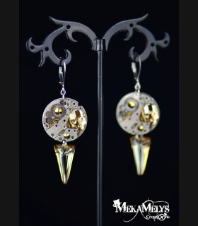 Boucles d'oreilles steampunk Memento mori