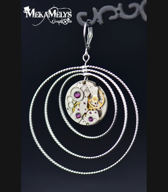 Boucles d'oreilles steampunk atomique