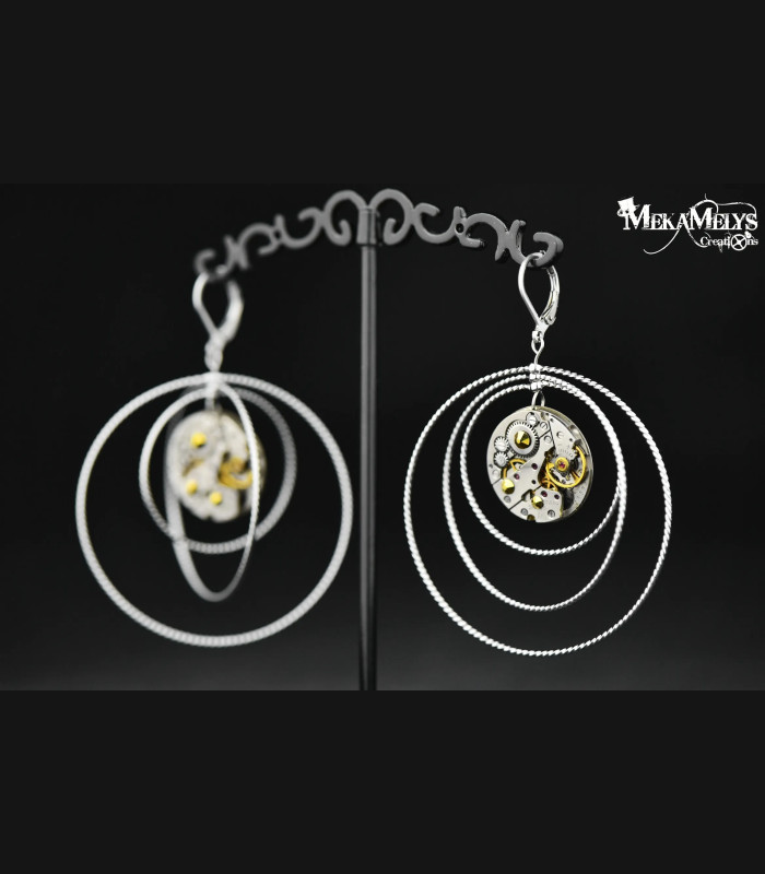 Boucles d'oreilles orignales steampunk Atomic