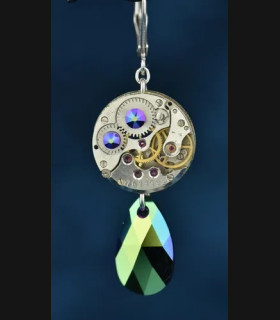 Boucles d'Oreilles Steampunk Moon Drop | MekaMelys