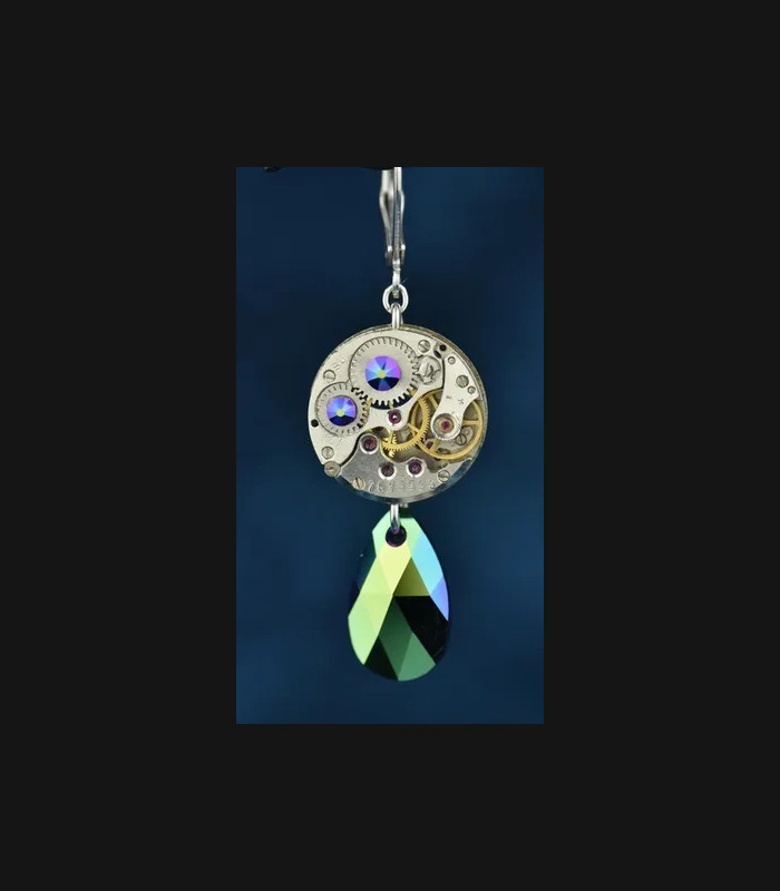 Boucles d'Oreilles Steampunk Moon Drop | MekaMelys