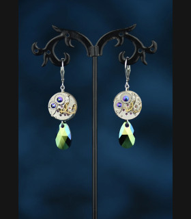 Boucles d'Oreilles Steampunk Moon Drop | MekaMelys