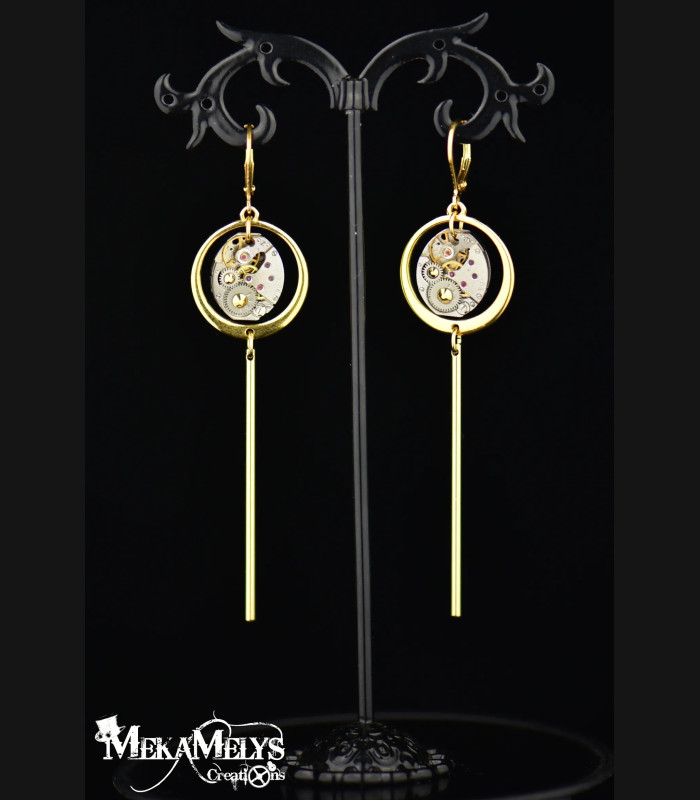 Boucles d'oreilles originales steampunk Pendulum