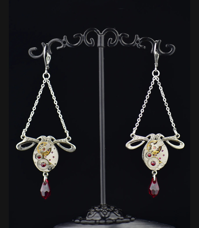 Boucles d'oreilles steampunk Art nouveau Slavia
