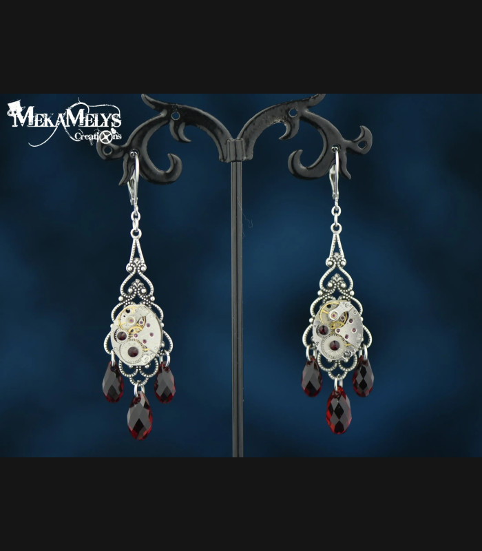 boucles d'oreilles steampunk baroques originales