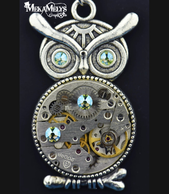 Collier Steampunk Hibou Otus | MekaMelys