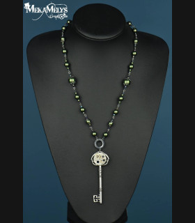 Collier Steampunk Clé Temps pour Elle | Swarovski® & Montre Ancienne