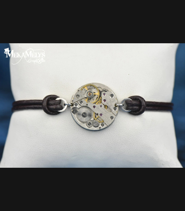 Bracelet steampunk cuir Chronos