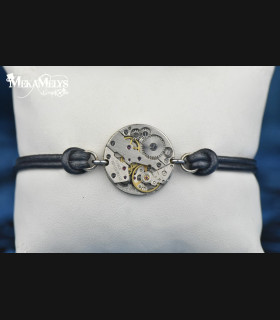 Bracelet steampunk cuir Chronos