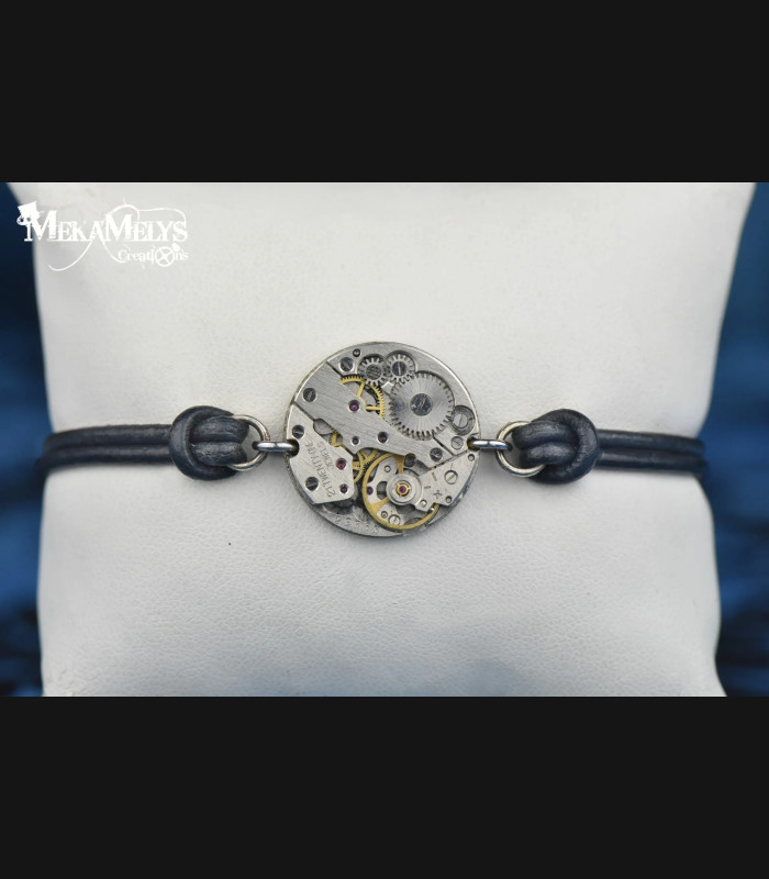 Bracelet steampunk cuir Chronos