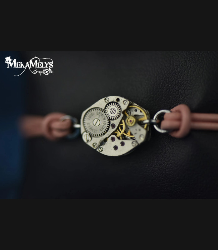 Bracelet Steampunk original cuir Sigma | MekaMelys