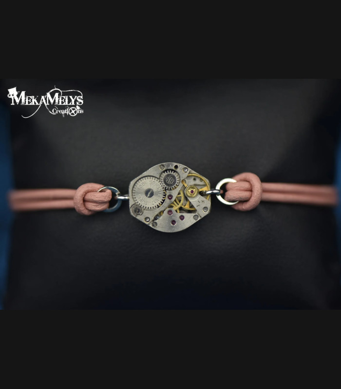 Bracelet Steampunk original cuir Sigma | MekaMelys