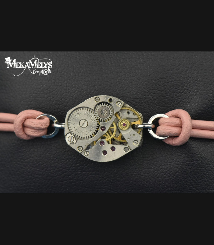 Bracelet Steampunk original cuir Sigma | MekaMelys
