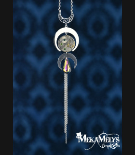 Collier original lune steampunk bijou mécanique