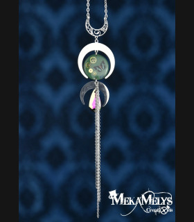 Collier original lune steampunk bijou mécanique