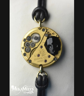 Bracelet Steampunk mécanique cuir "memento mori" | MekaMelys