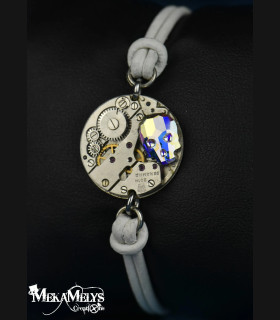 Bracelet mécanique cuir steampunk "memento mori"