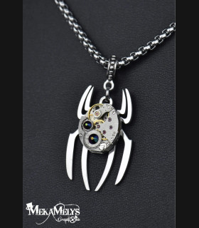 Collier original steampunk Arachnée bijou mécanique
